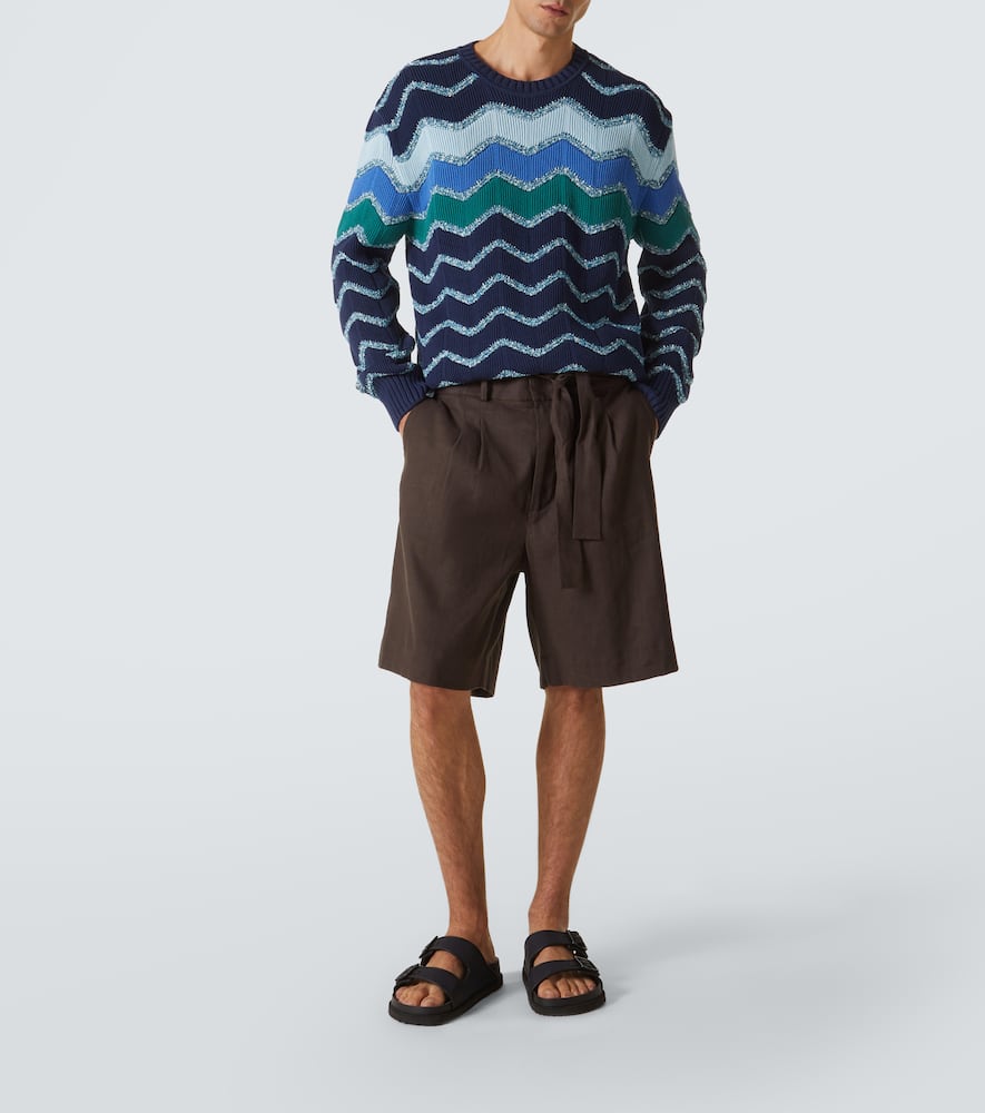 Missoni Pullover Mit Rundhalsausschnitt Und Makro-zickzack- Und Melange-details In Blue