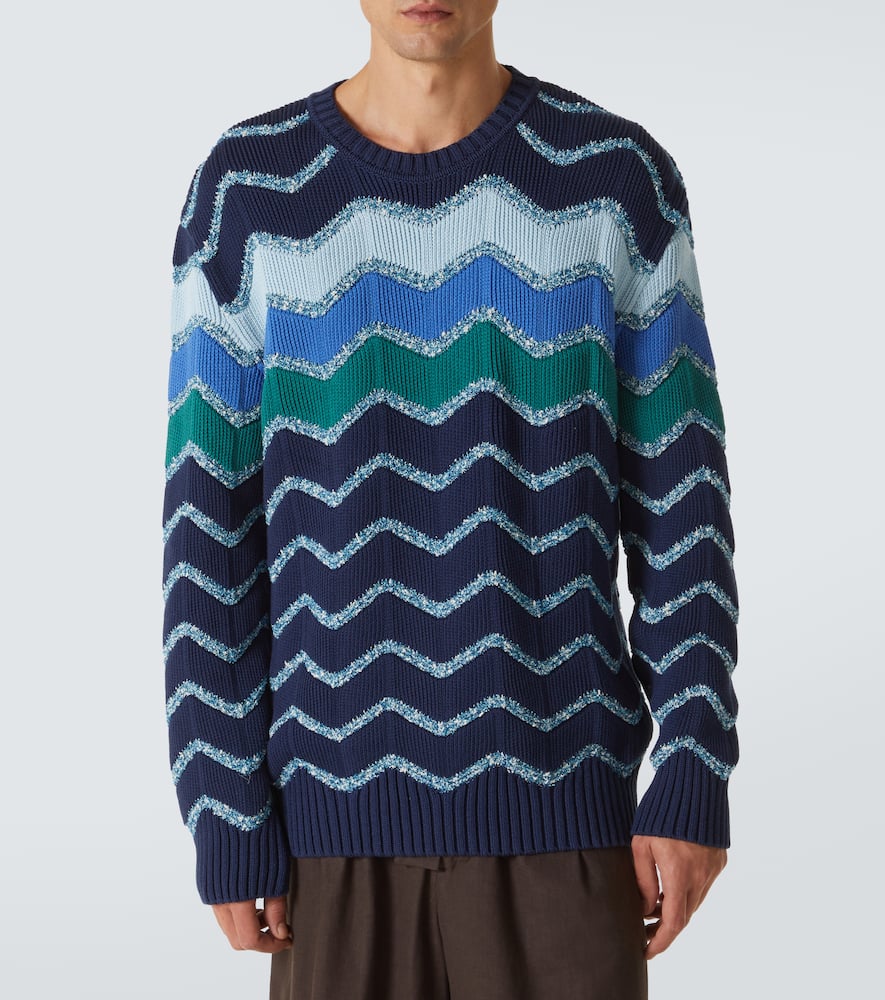 Missoni Pullover Mit Rundhalsausschnitt Und Makro-zickzack- Und Melange-details In Blue