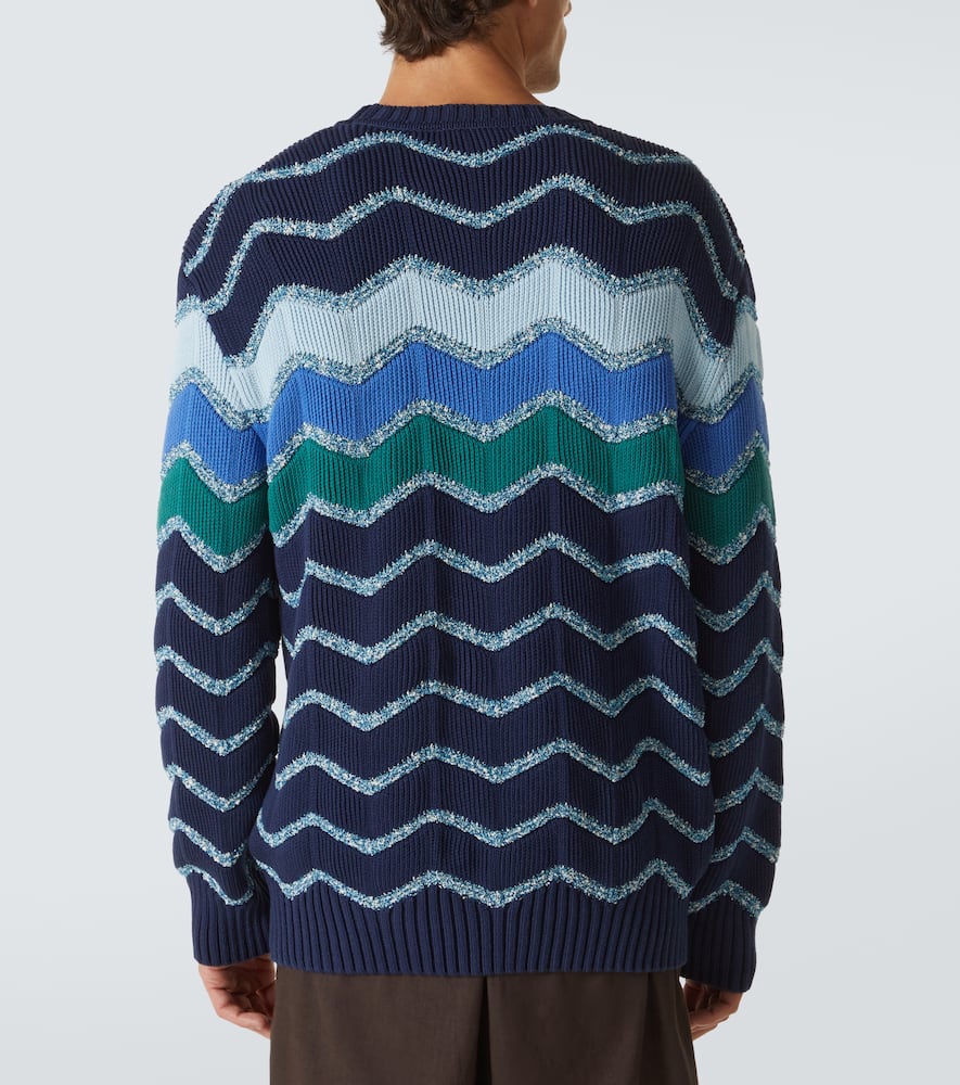 Missoni Pullover Mit Rundhalsausschnitt Und Makro-zickzack- Und Melange-details In Blue