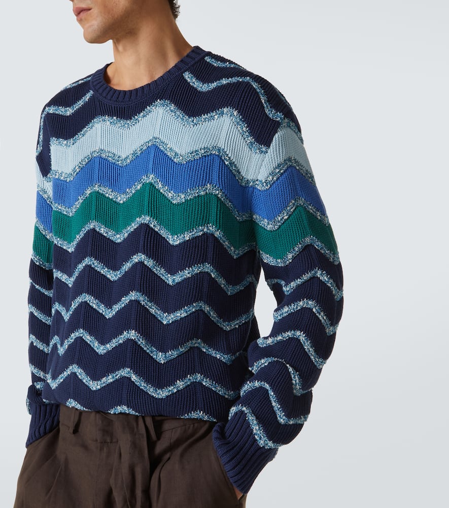 Missoni Pullover Mit Rundhalsausschnitt Und Makro-zickzack- Und Melange-details In Blue