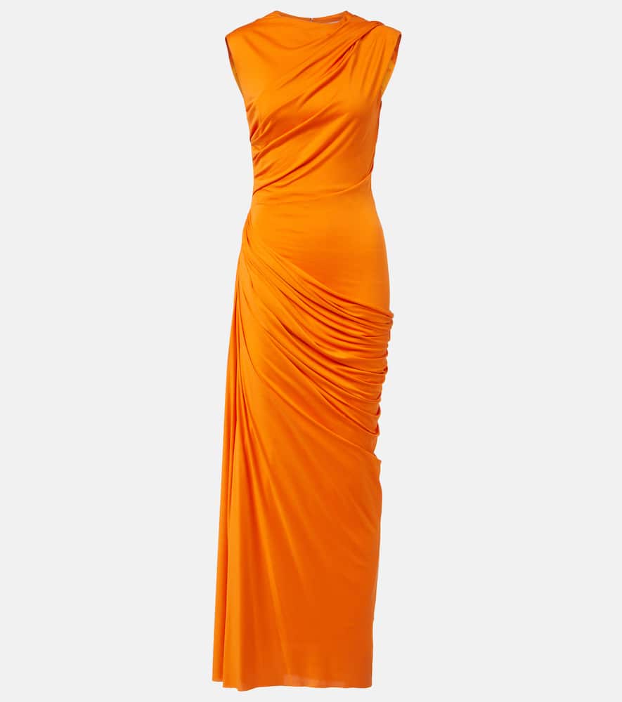 Alexander McQueen Draped silk jersey maxi dress