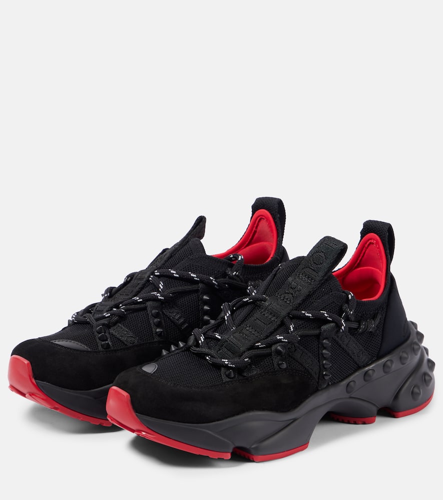 Christian Louboutin Trailrun Donna Red Sole Runner Sneakers In Black
