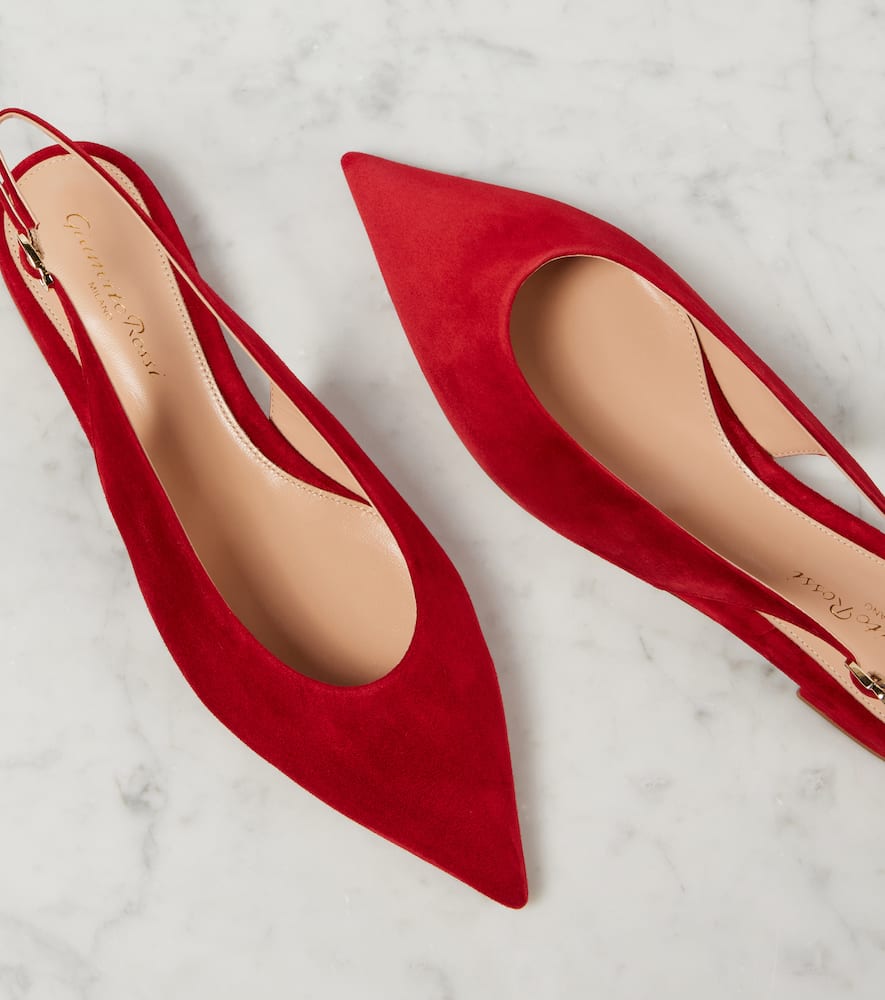 Gianvito Rossi Tokio Glossy Sling Back Kitten Heel Pumps In Red