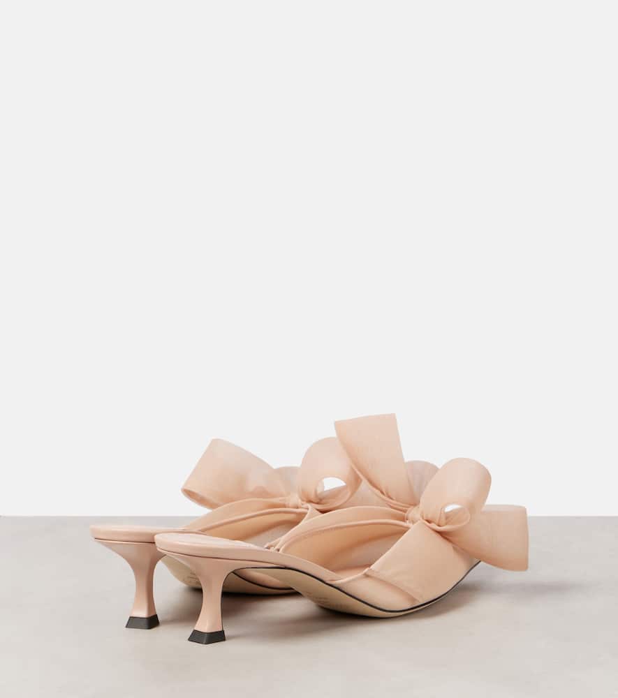 Jimmy Choo Staz 50 Bow-detail Mesh Mules In Pink
