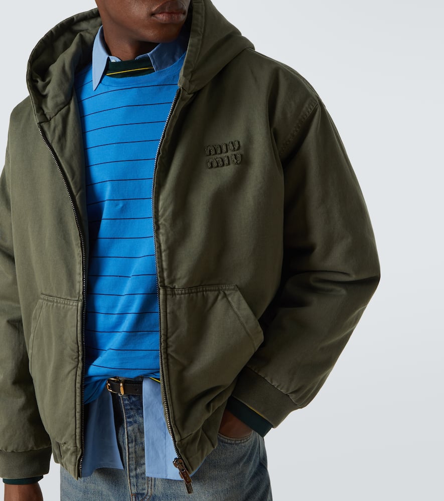Miu Miu Kapuzenjacke Aus Baumwoll-gabardine In Grün