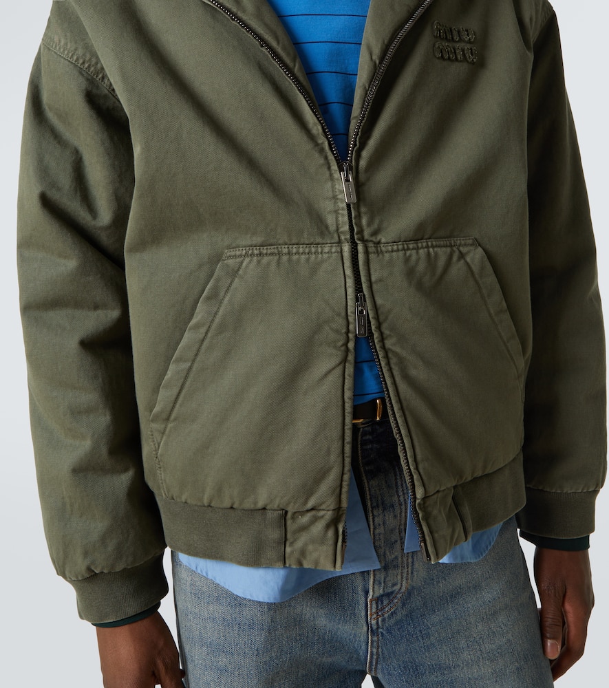 Miu Miu Kapuzenjacke Aus Baumwoll-gabardine In Grün