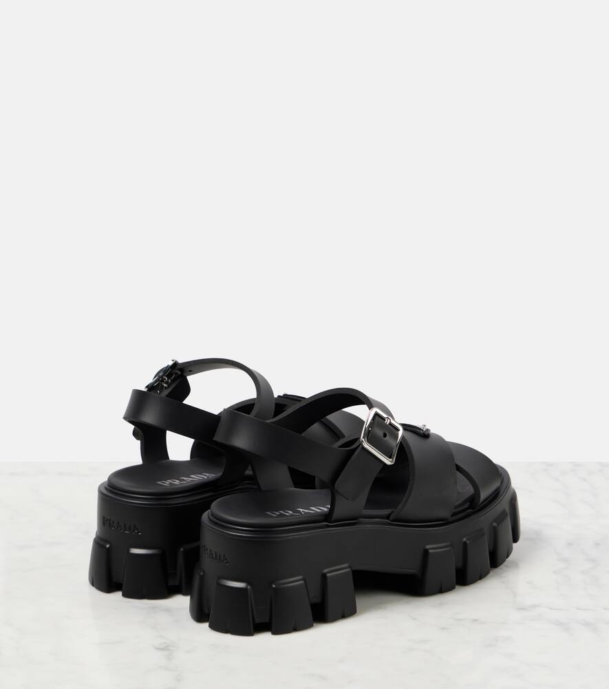 Prada Monolith Platform Sandals In Black