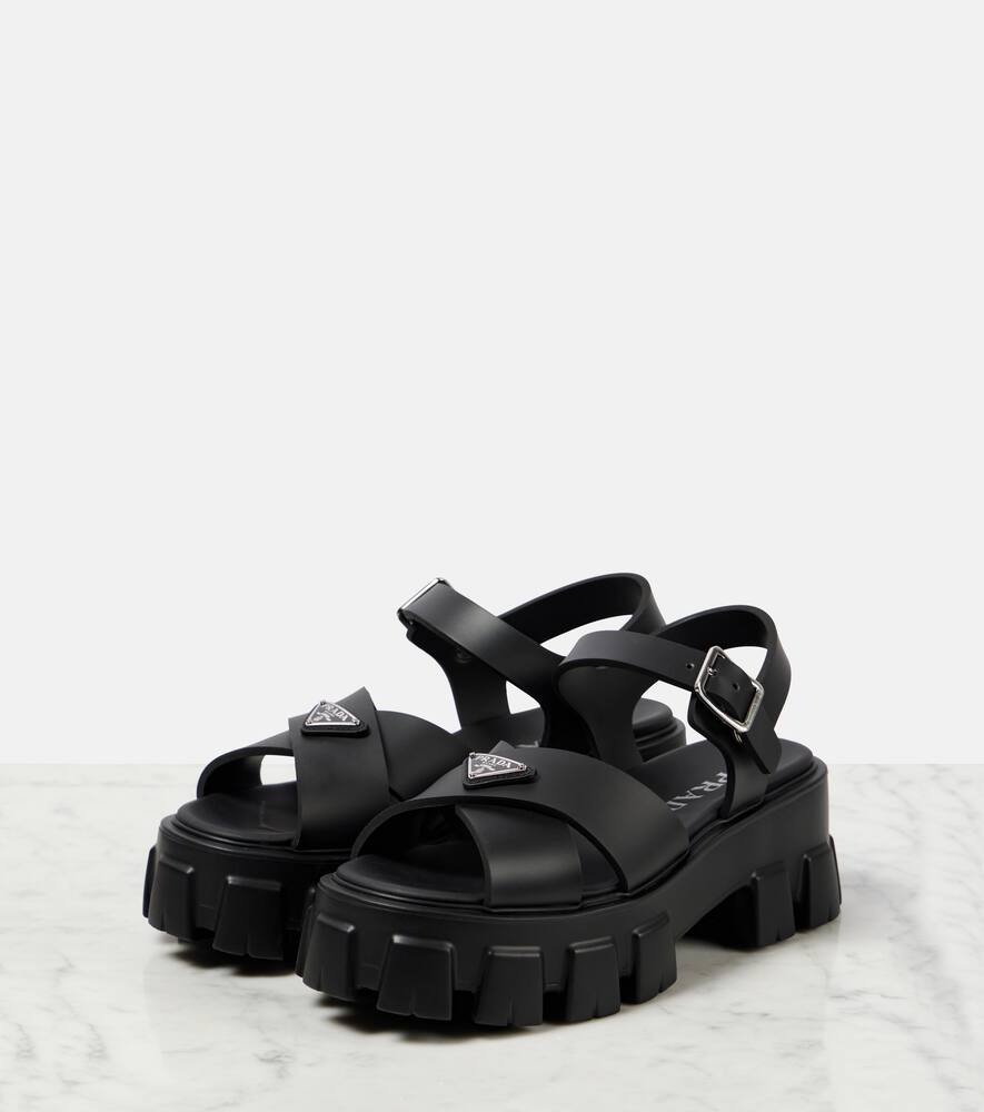 Prada Monolith Platform Sandals In Black