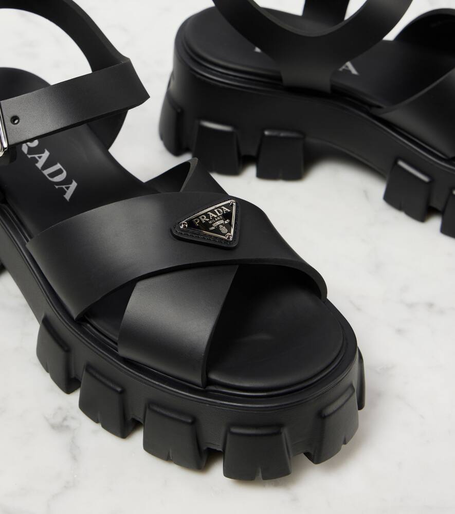 Prada Monolith Platform Sandals In Black