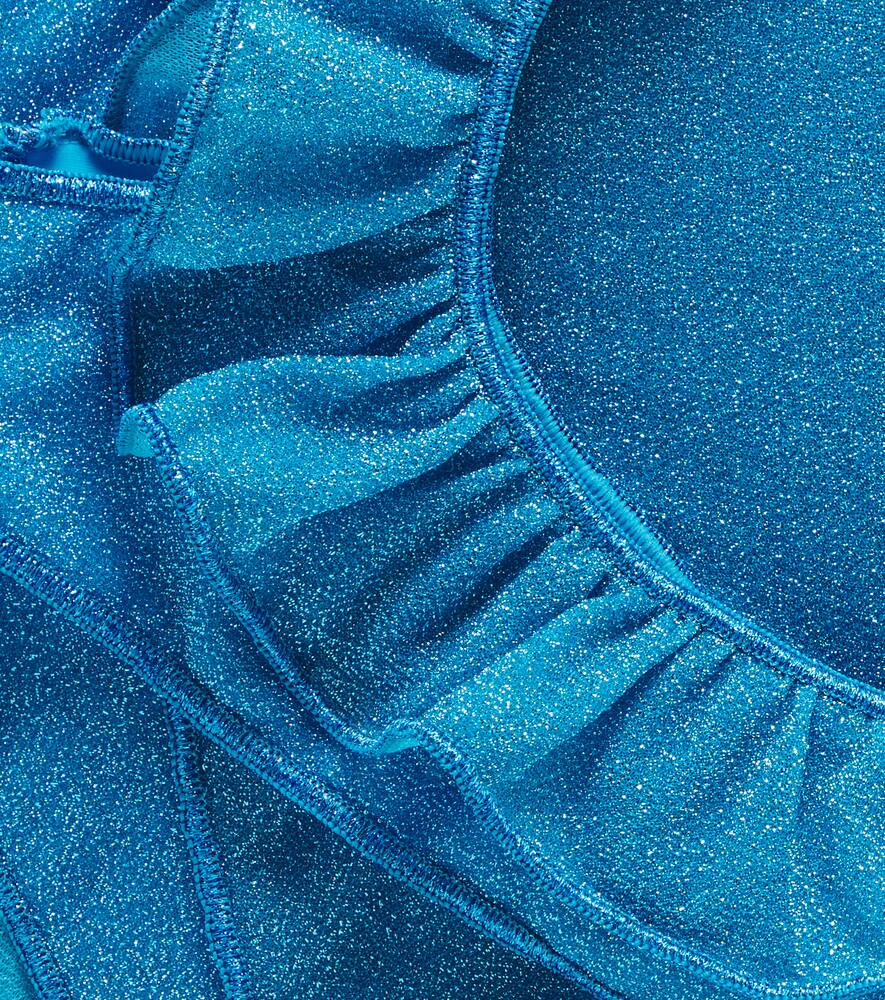 Oseree Oséree Kids Lumière Ruffled Lamé Bikini In Turquoise