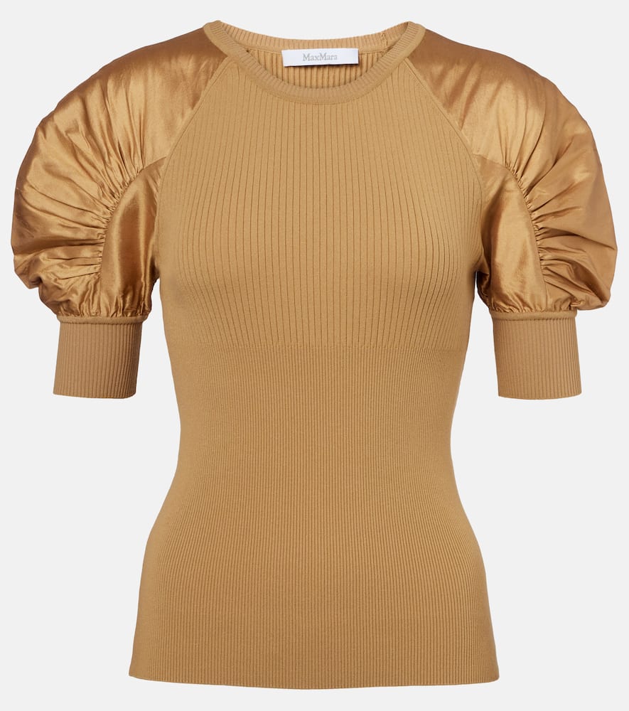 Max Mara Crewneck Knitwear Puff Sleeves In Beige