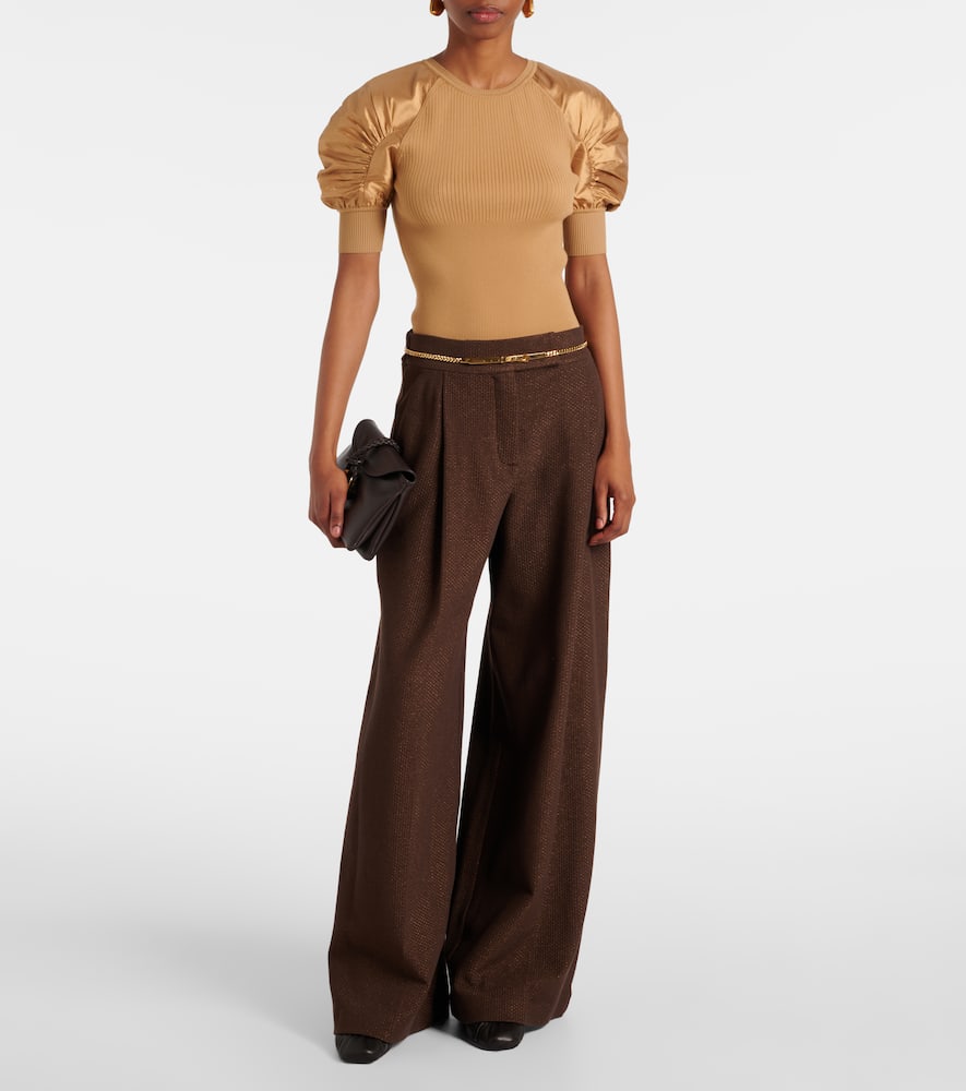 Max Mara Crewneck Knitwear Puff Sleeves In Beige