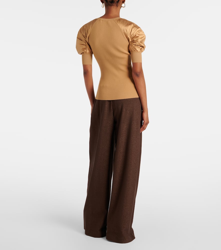 Max Mara Crewneck Knitwear Puff Sleeves In Beige