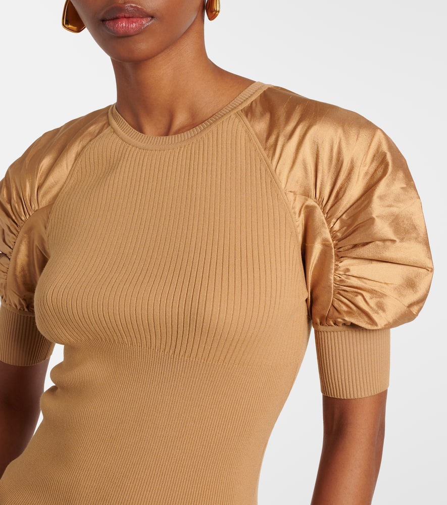 Max Mara Crewneck Knitwear Puff Sleeves In Beige