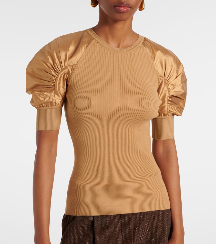 Max Mara Crewneck Knitwear Puff Sleeves In Beige