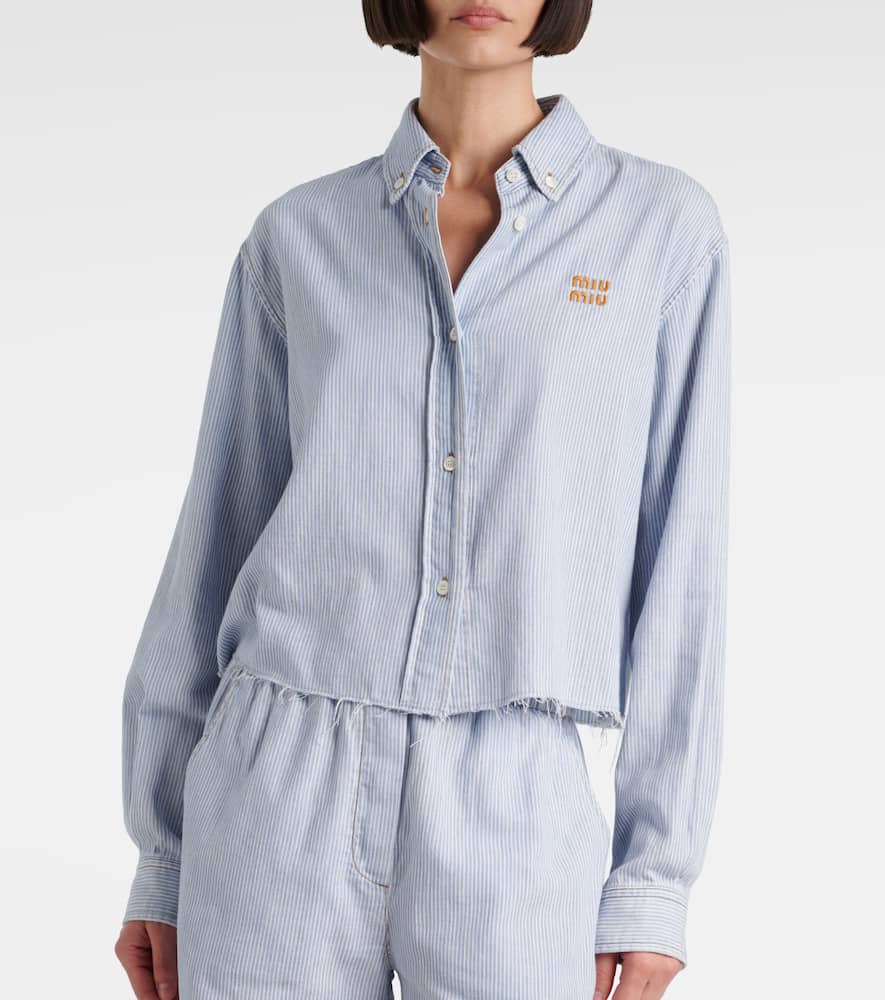 Miu Miu Women's Cotton Shirt In Blue