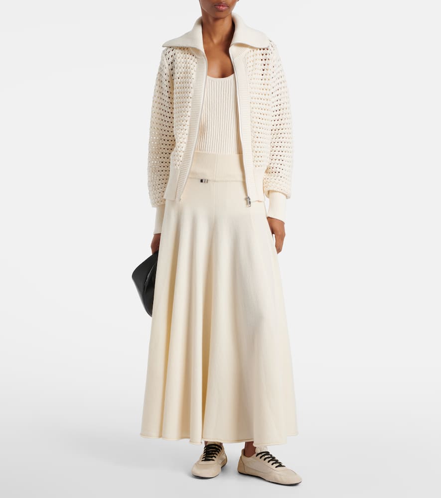 Varley Eloise Open Stitch Cotton Zip-up Cardigan In White