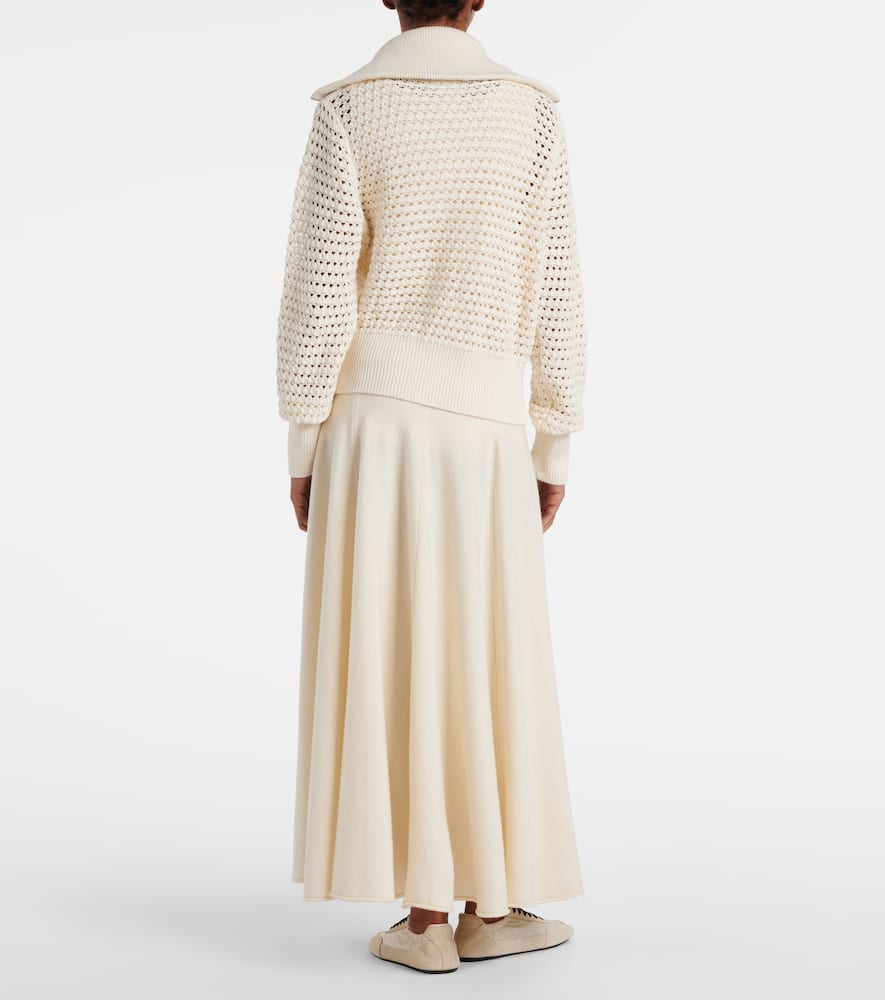 Varley Eloise Open Stitch Cotton Zip-up Cardigan In White