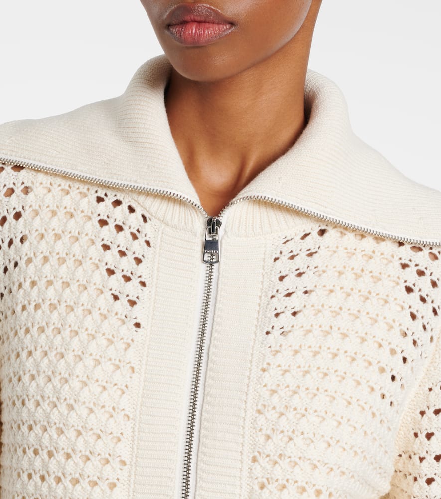 Varley Eloise Open Stitch Cotton Zip-up Cardigan In White