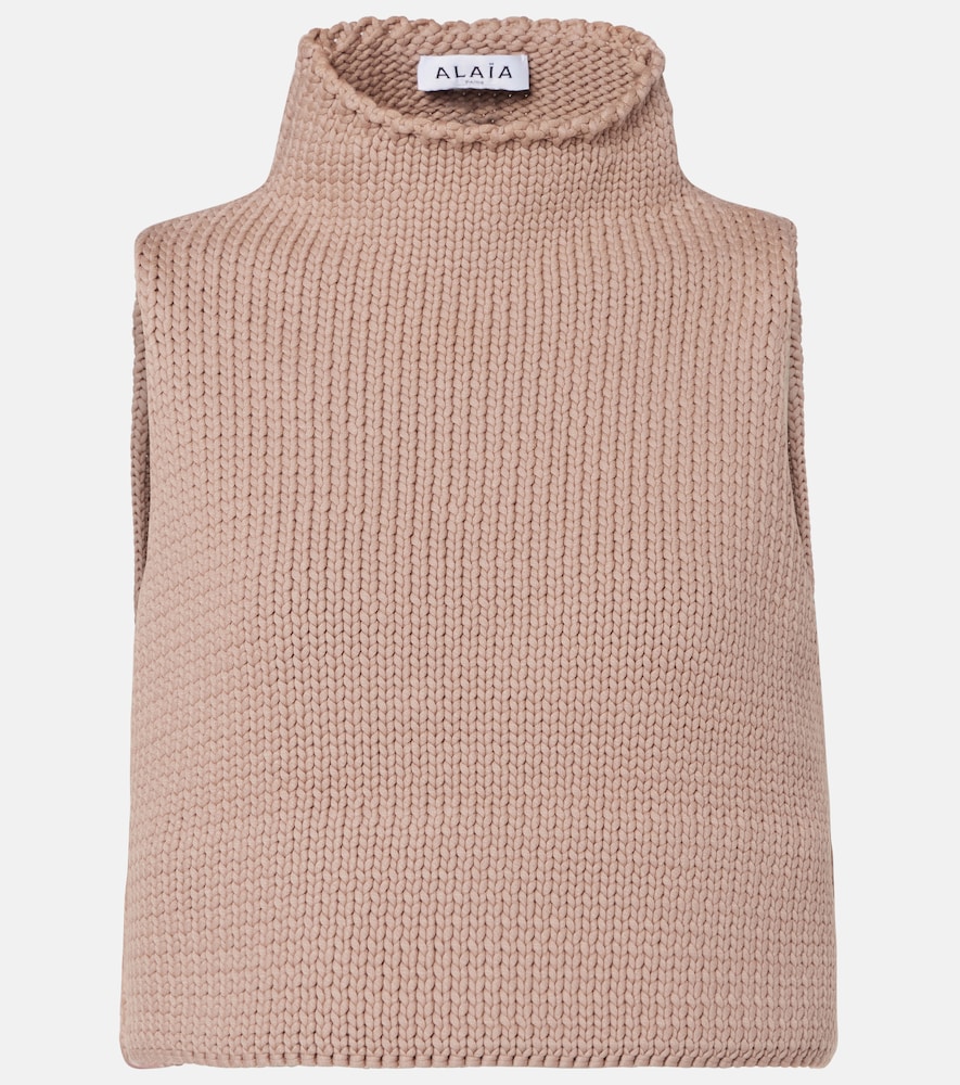 Alaia Alaïa Cropped cotton-blend turtleneck top