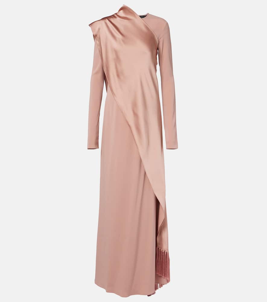 Taller Marmo Mounia Caped Crêpe Cady Gown In Pink
