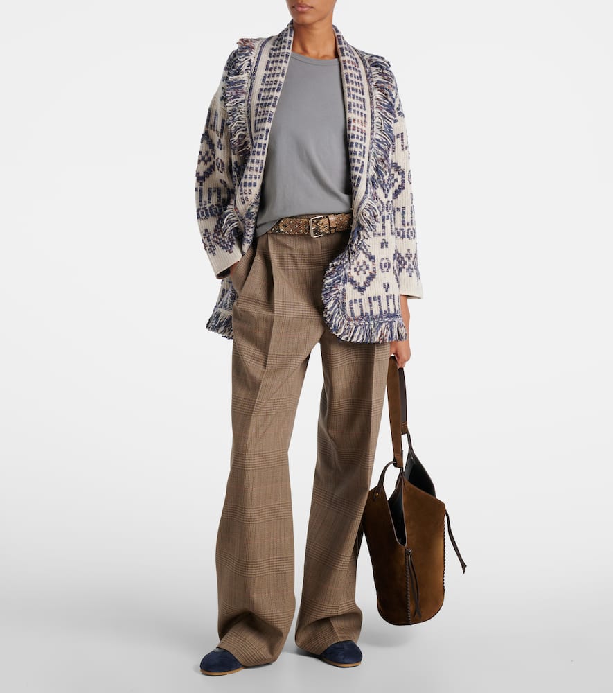 Alanui Grunge Beat Fringed Wool-blend Wrap Cardigan In Gray