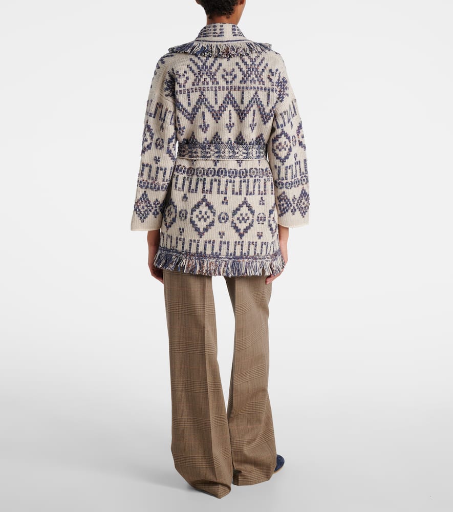 Alanui Grunge Beat Fringed Wool-blend Wrap Cardigan In Gray