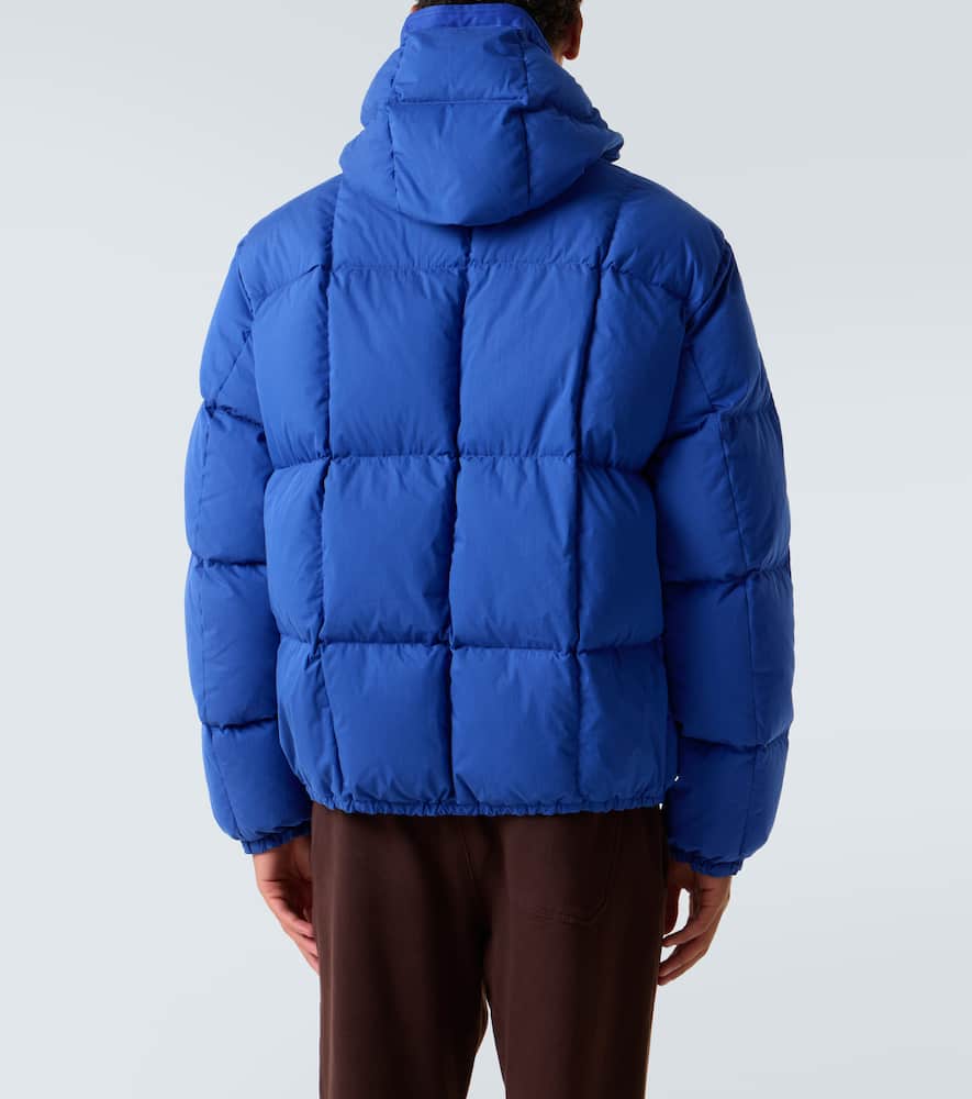 Stone Island Logo Cotton-blend Down Jacket In Blue