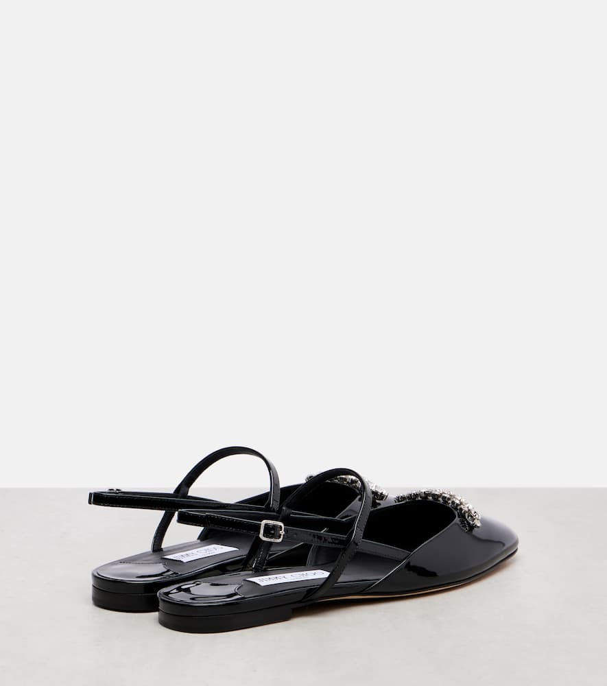 Jimmy Choo Belinda Embellished Patent Leather Flats In Black