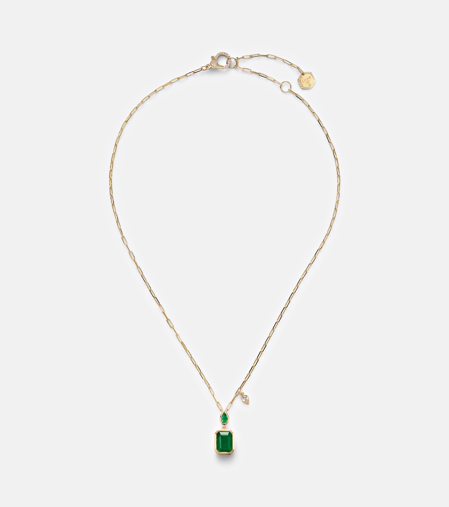 Shay Jewelry 18kt gold pendant necklace with emeralds and diamond