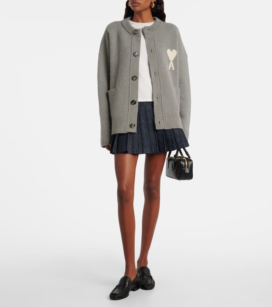Ami Alexandre Mattiussi Ami De Caur Alpaca And Wool-blend Cardigan In Gray