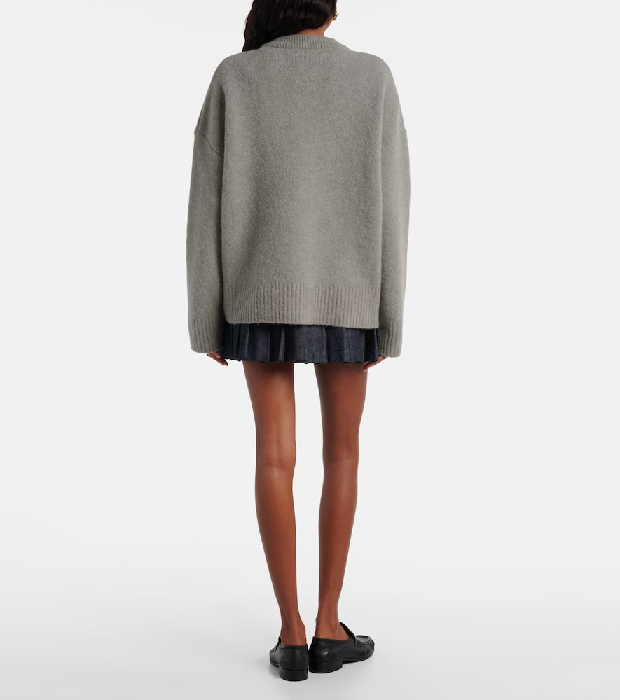 Ami Alexandre Mattiussi Ami De Caur Alpaca And Wool-blend Cardigan In Gray