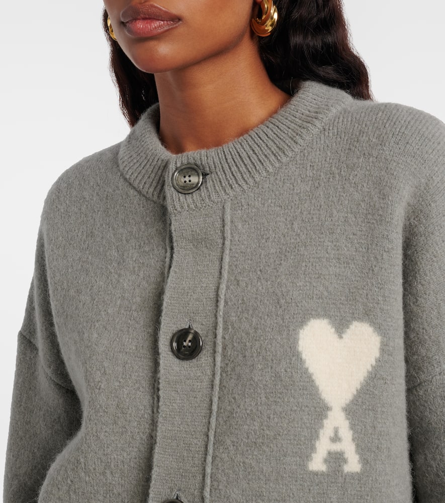 Ami Alexandre Mattiussi Ami De Caur Alpaca And Wool-blend Cardigan In Gray