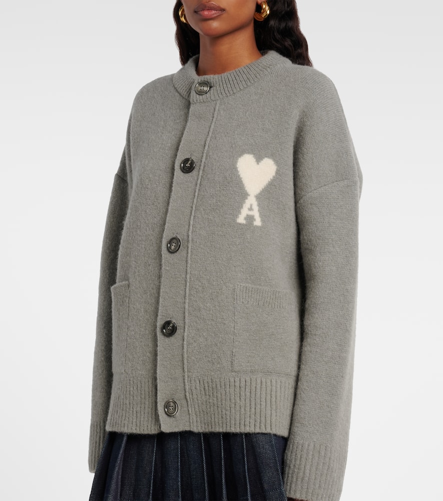 Ami Alexandre Mattiussi Ami De Caur Alpaca And Wool-blend Cardigan In Gray