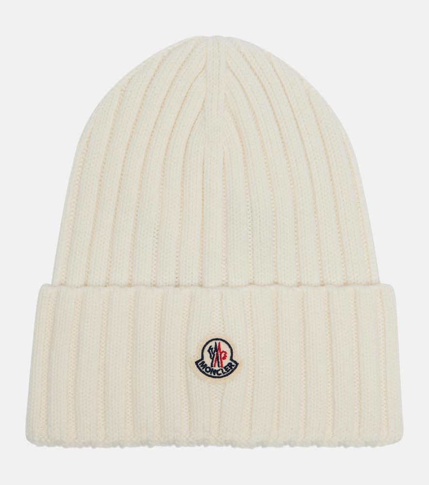 Moncler Ribbed Beanie With Embroidered Logo Detail