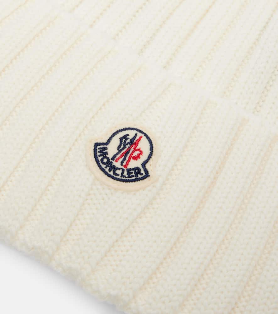 Moncler Ribbed Beanie With Embroidered Logo Detail