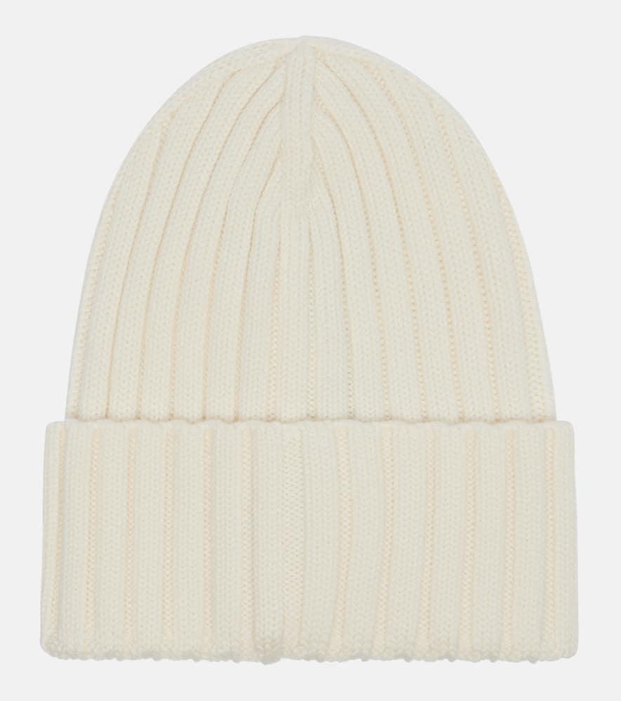 Moncler Ribbed Beanie With Embroidered Logo Detail
