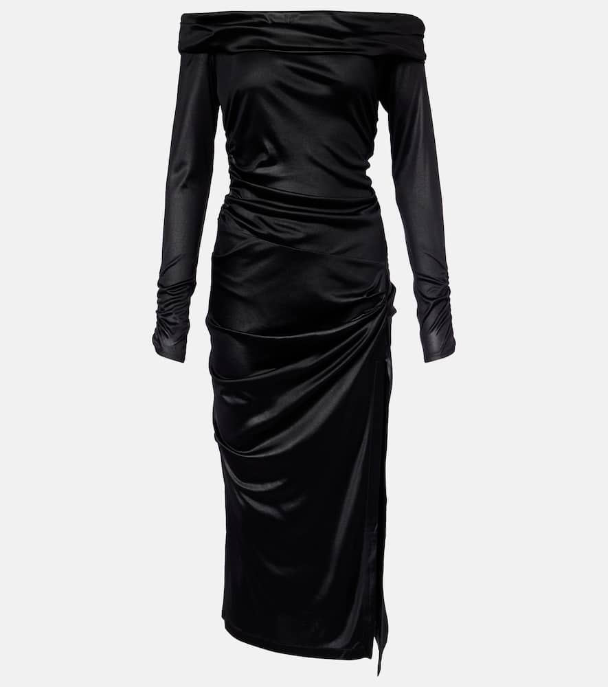 Isabel Marant Elife Gathered Off-shoulder Midi Dress In Black