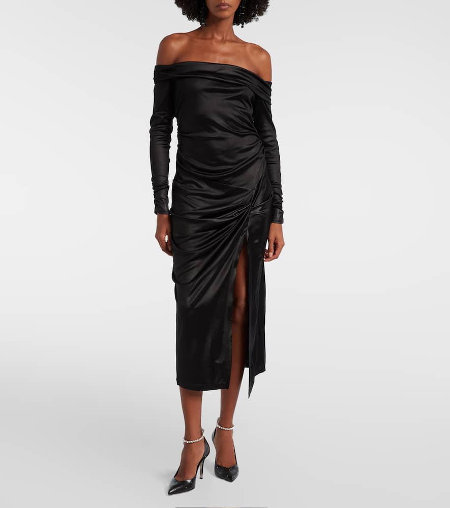 Isabel Marant Elife Gathered Off-shoulder Midi Dress In Black