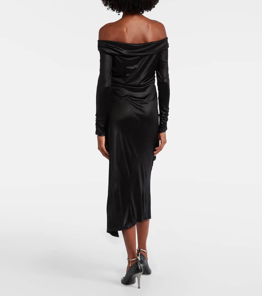 Isabel Marant Elife Gathered Off-shoulder Midi Dress In Black