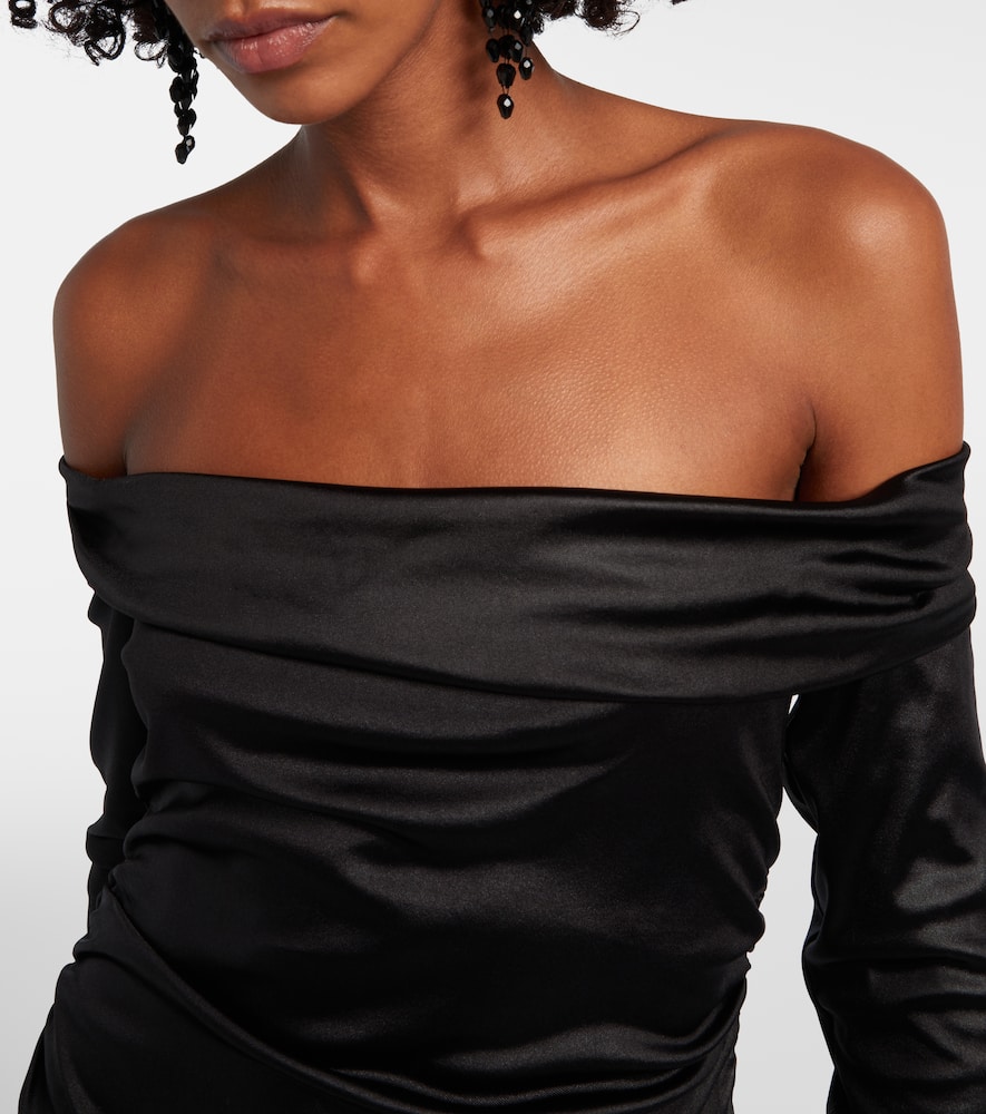 Isabel Marant Elife Gathered Off-shoulder Midi Dress In Black