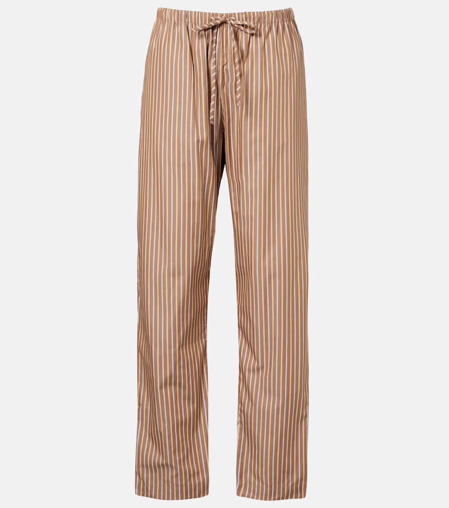 Leset Yoshi Cotton-blend Twill Wide-leg Pants In Brown