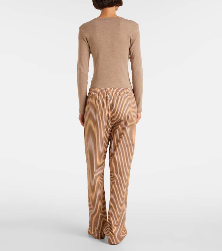 Leset Yoshi Cotton-blend Twill Wide-leg Pants In Brown