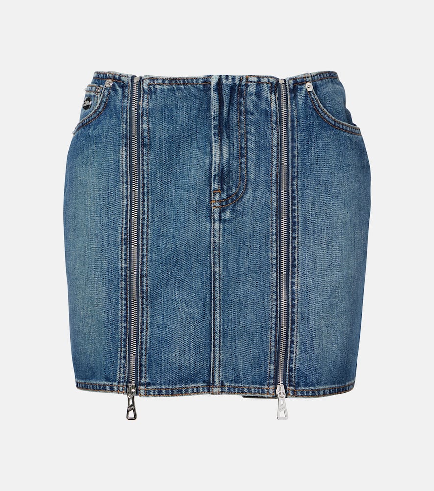 Jean Paul Gaultier Mini Denim Skirt With Pockets And Loops In Blue
