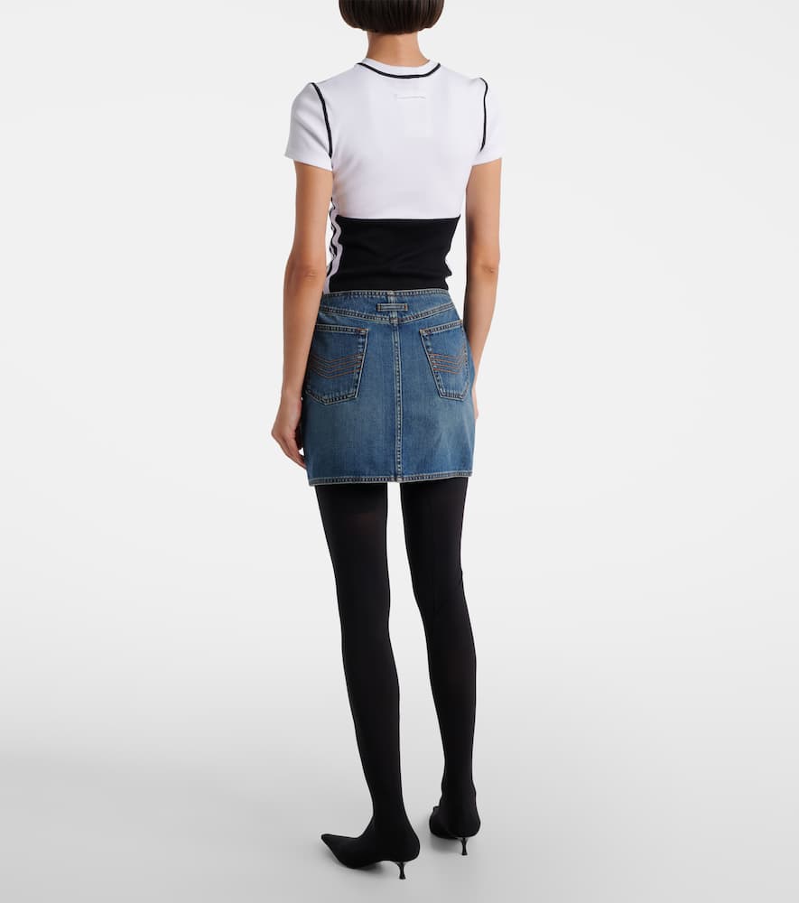 Jean Paul Gaultier Mini Denim Skirt With Pockets And Loops In Blue