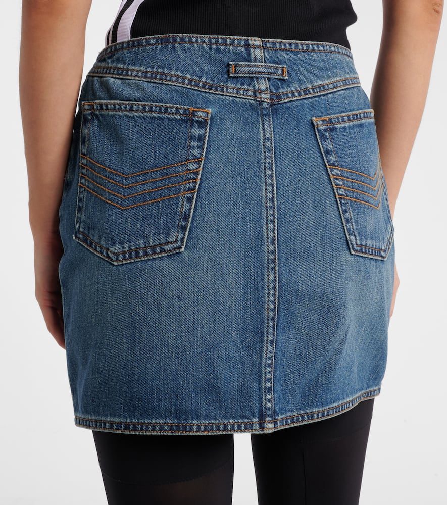 Jean Paul Gaultier Mini Denim Skirt With Pockets And Loops In Blue