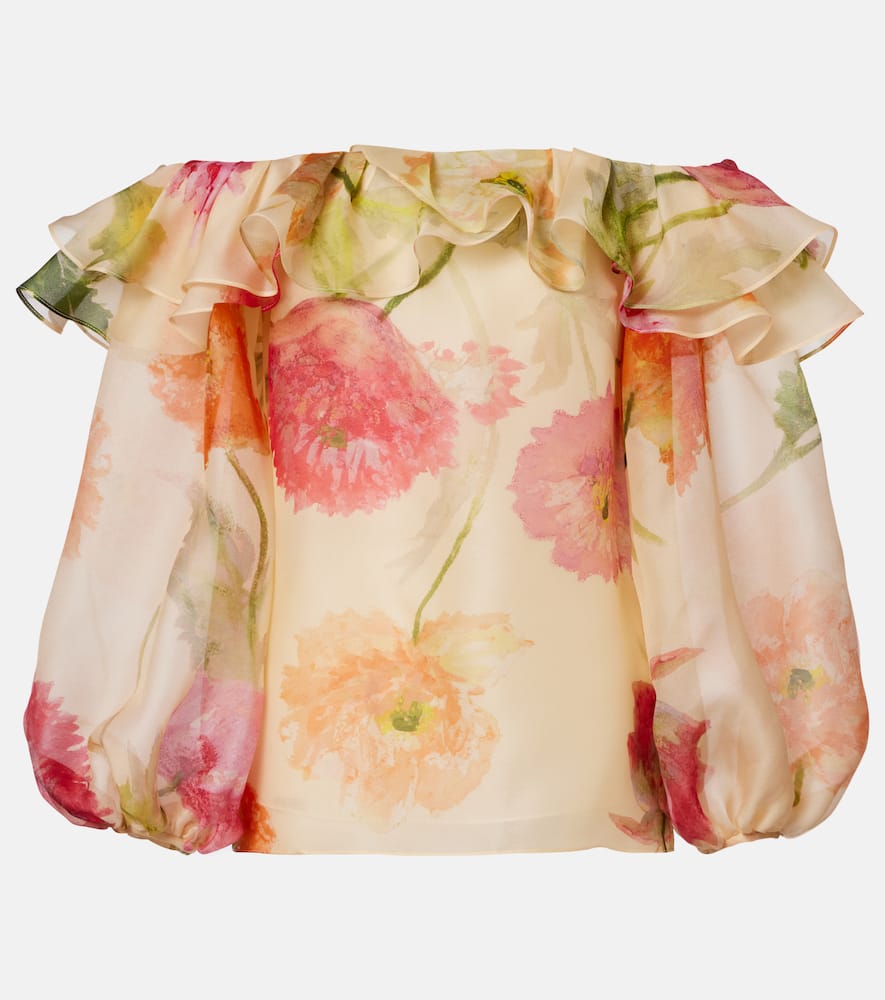 Top off-shoulder in organza di seta
