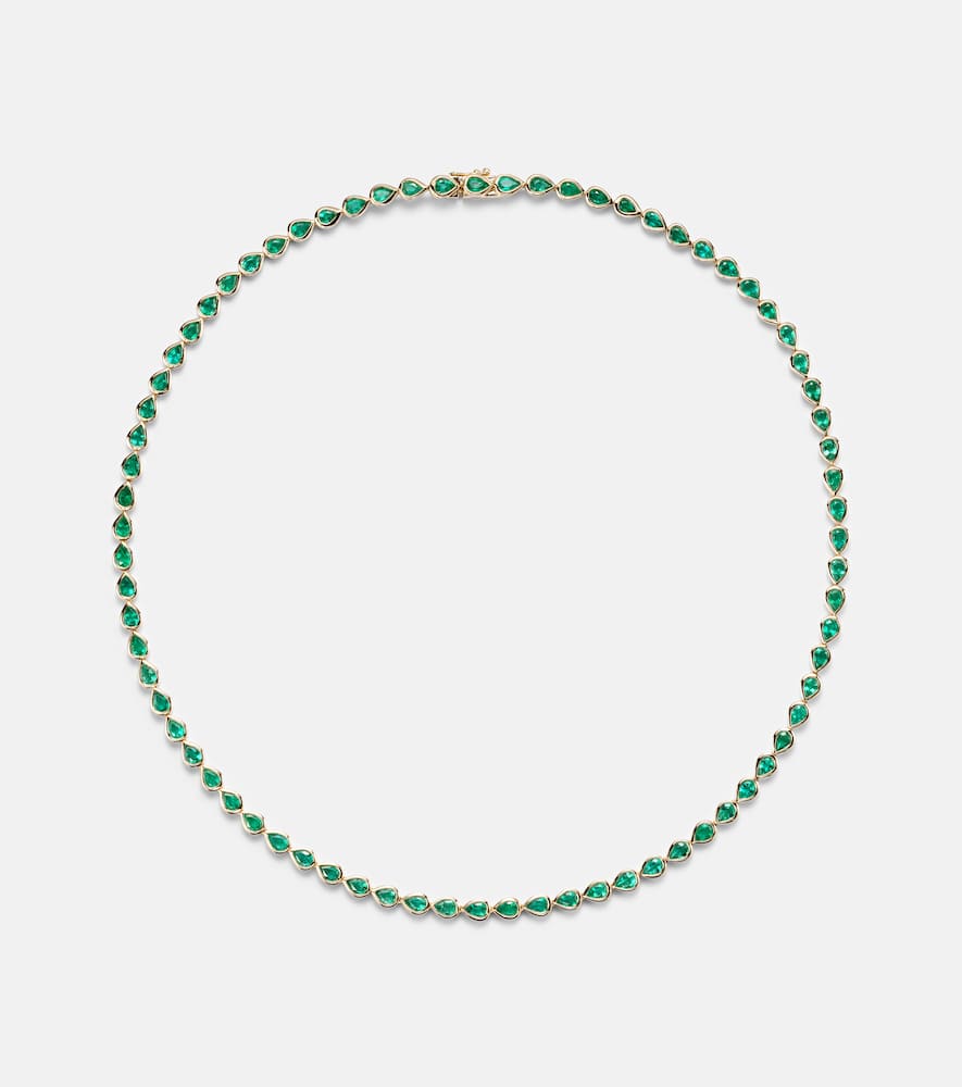 Anita Ko 18kt Gold Choker With Emeralds In Green