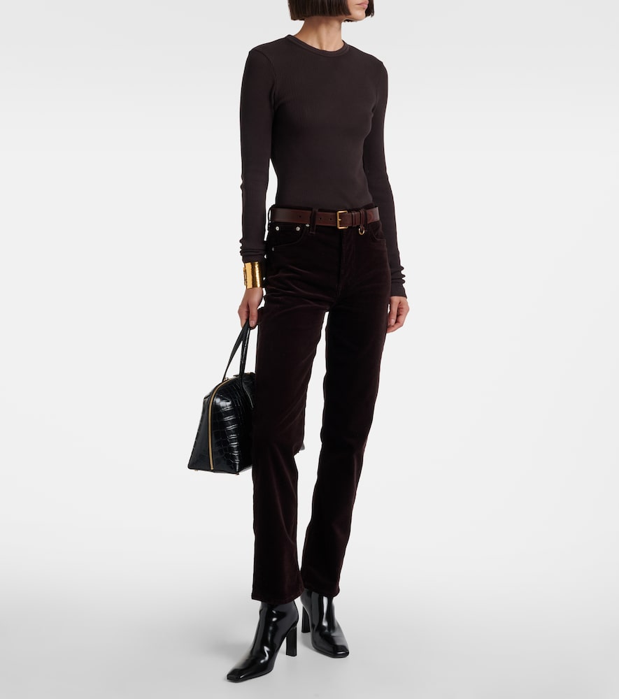 Citizens of Humanity Pilar waffle-knit cropped cotton top