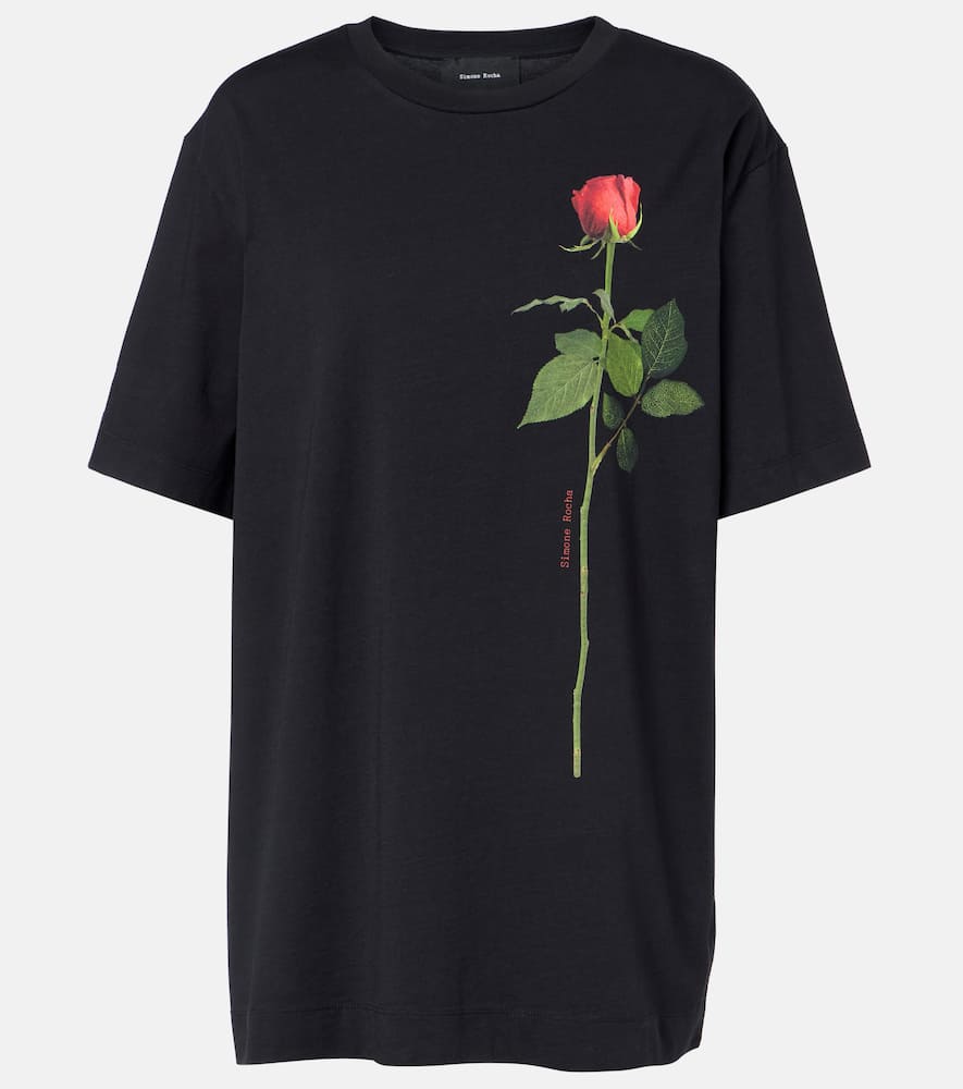 Simone Rocha Printed Cotton Jersey T-shirt In Black